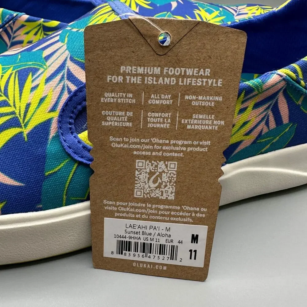 OluKai Lae'ahi Pa'i Men Size 11 Sunset Blue Aloha Slip On Shoes 10444-9HHA NEW